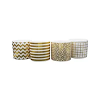 Matera Cerámica Blanca Formas Doradas 13x12 cm Motivos Surtidos