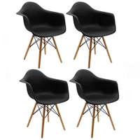Set X4 Sillas Eames Moderna Negra con Brazos