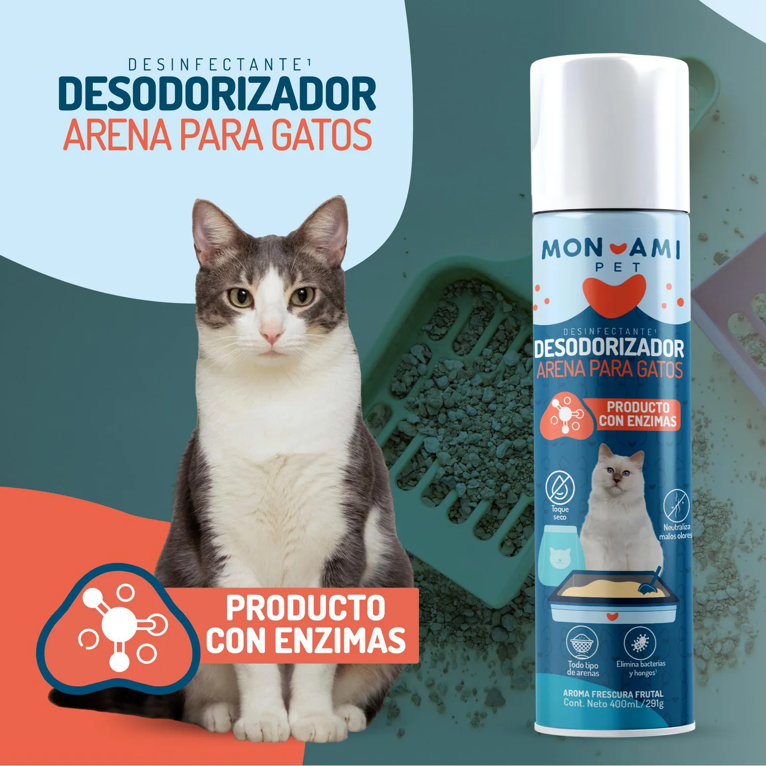 Desinfectante Desodorizador Arena Para Gatos Monam 3