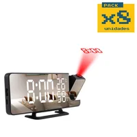 Reloj Despertador Digital con Proyector de 180° Pantalla LED Set X 8 Unidades