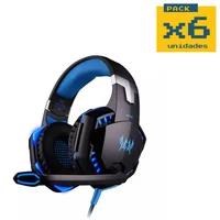 Audífono Gamer USB Micrófono Luz LED G-2000 Azul Diadema PC Celular Genérico Set X 6 Unidades