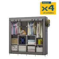 Closet Armario Portátil Grande 6 Estantes de Almacenamiento Gris Set X 4 Unidades