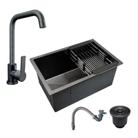 Combo Lavaplatos 70*45cm+griferia Lvp Negra Mate+ Accesorios