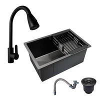 Combo Lavaplatos 70*45cm+griferia Lvp Negra 1912+ Accesorios