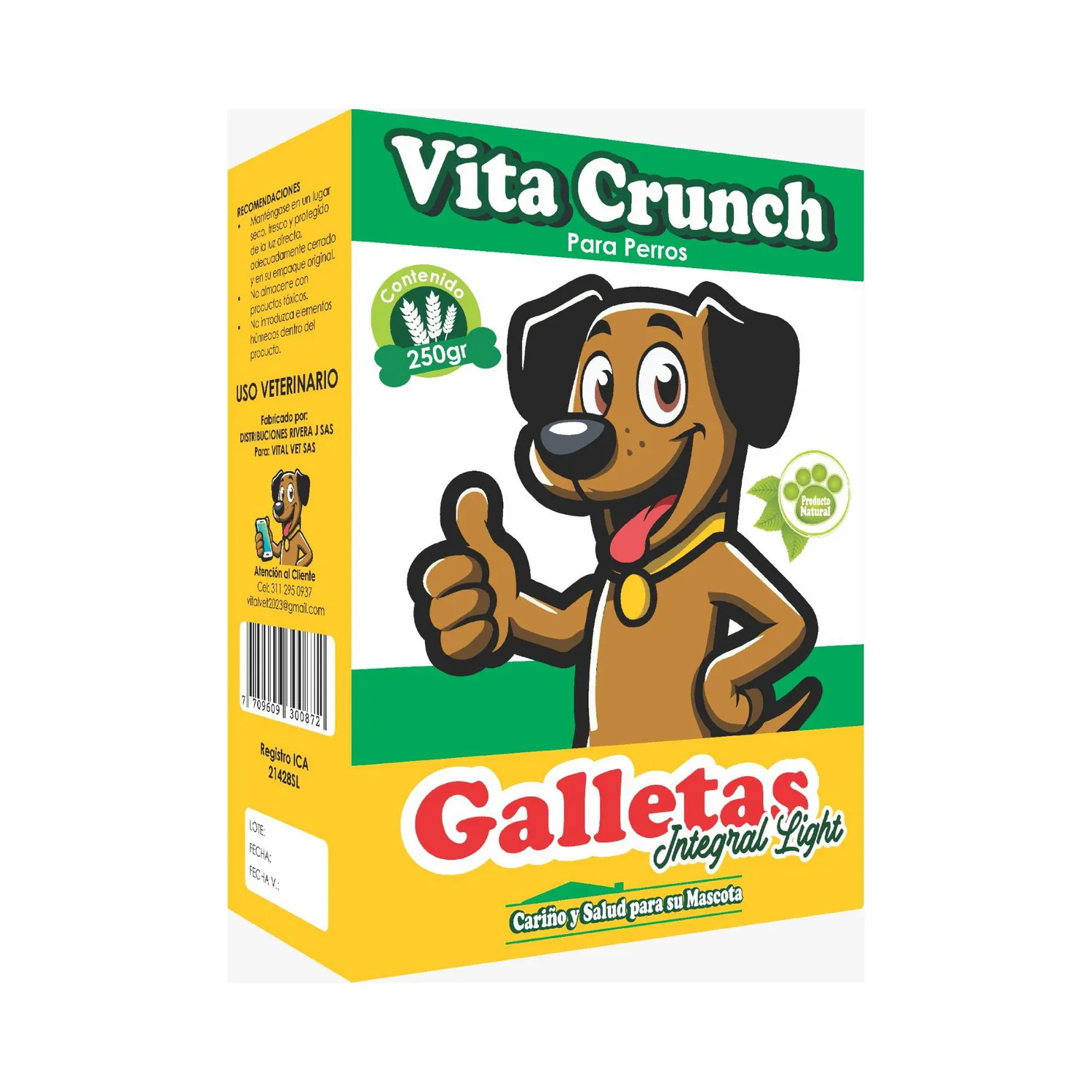 Snack Para Perro Galleta Integral Caja X250Gr