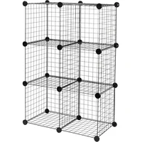 Estantería Modular de Alambre con Seis Cubos para Organización Versátil