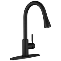 Grifo De Cocina Negro Mate Con Rociador Retráctil De Acero Inoxidable