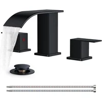 Grifo De Baño Negro Mate Con Diseño Cascada Y Drenaje Emergente
