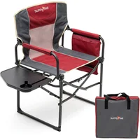 Silla De Camping Tipo Director Portátil Con Mesa Auxiliar Y Bolsillos
