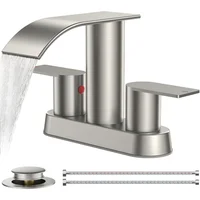 Grifo De Baño Cascada Con Drenaje De Metal Color Níquel Cepillado Forious