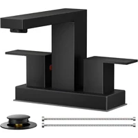 Grifo De Baño Forious Negro Mate Con Drenaje Metálico Y Aireador De Ahorro