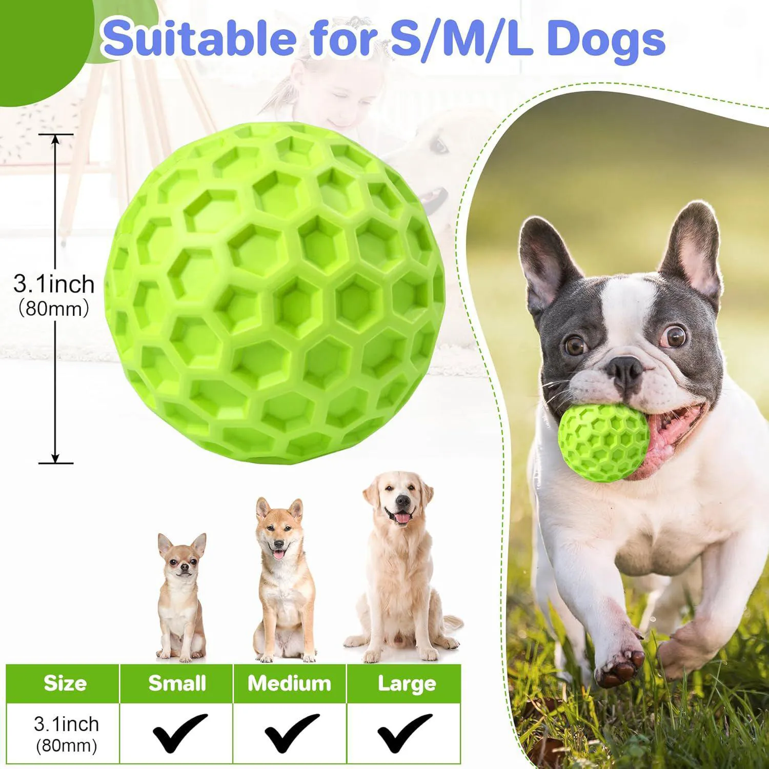Pelota Chirriante Resistente Para Perros Agresivos Con Textura Limpia Y Flotante