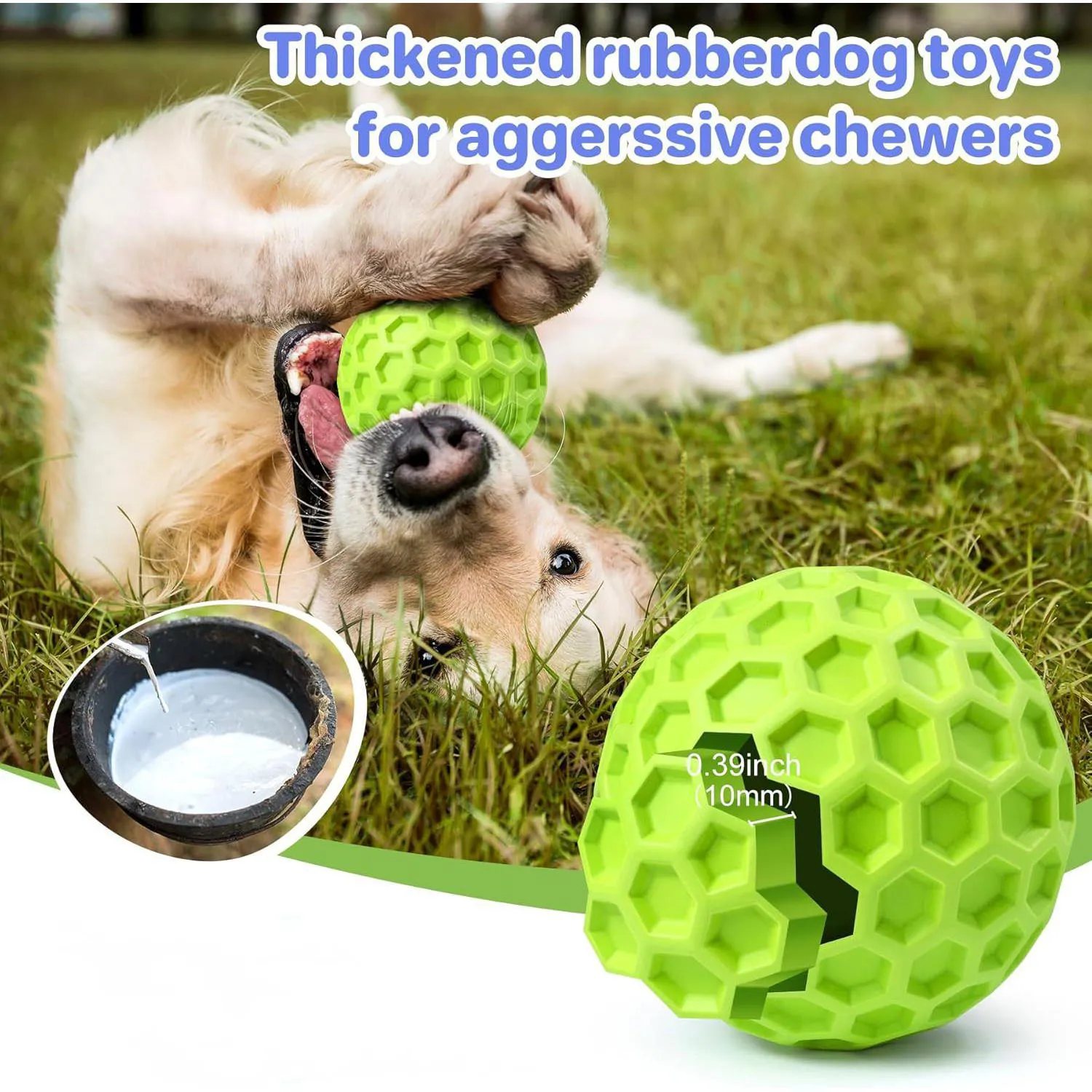 Pelota Chirriante Resistente Para Perros Agresivos Con Textura Limpia Y Flotante 3