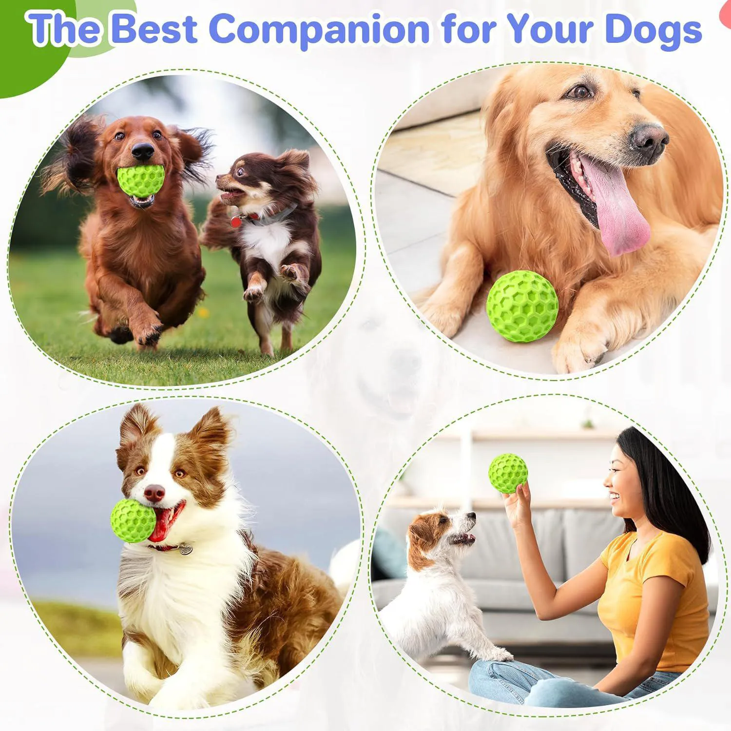 Pelota Chirriante Resistente Para Perros Agresivos Con Textura Limpia Y Flotante 6