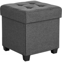 Puf SONGMICS con Almacenamiento y Patas Antideslizantes en Tela Gris Oscuro