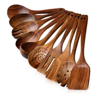 Set de Cucharas de Madera para Cocina 10 Piezas Duraderas y Ligeras