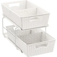 Organizador De Baño Simple Houseware Con Cajón Deslizante De Dos Niveles Blanco
