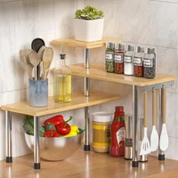 Estante Esquinero ZHWS de Bambú con Tres Niveles para Cocina y Baño