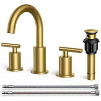 Grifo De Baño Oro Cepillado Con Boquilla Giratoria Y Drenaje Emergente