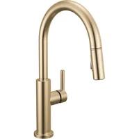 Grifo De Cocina Delta Nicoli Dorado Cepillado Con Rociador Magnético