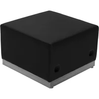 Puf Modular en Cuero Sintético Negro con Base de Acero Inoxidable