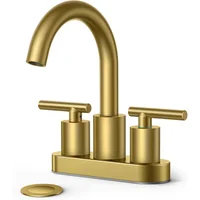 Grifo De Baño Dorado Cepillado Con Caño Giratorio Y Drenaje De Metal