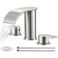 Grifo De Baño Cascada En Níquel Cepillado Con Diseño Moderno Y Elegante