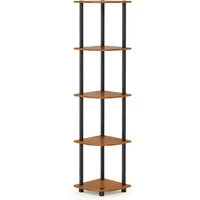 Estantería Esquinera de Madera de Cinco Niveles para Organización Vertical