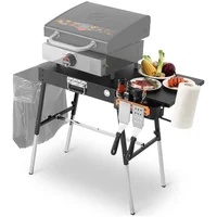 Mesa Plegable para Parrilla con Soporte de Basura y Organizador Integrado