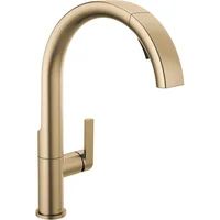 Grifo De Cocina Delta Keele Dorado Cepillado Con Rociador Extraíble