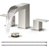 Grifo De Baño Níquel Cepillado Con Cascada Elegante Y Drenaje Metálico