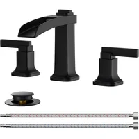 Grifo De Baño Negro Mate Con Cascada Moderna Y Drenaje Emergentede Metal