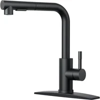 Grifo De Cocina Negro Mate Con Rociador Extraíble Y Diseño Clásico