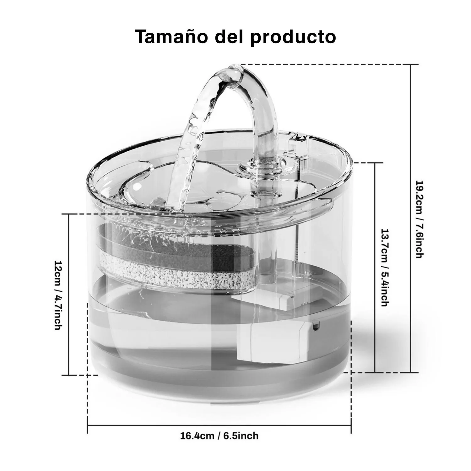 Fuente Agua Para Mascotas Silencioso Automático Transparente 3