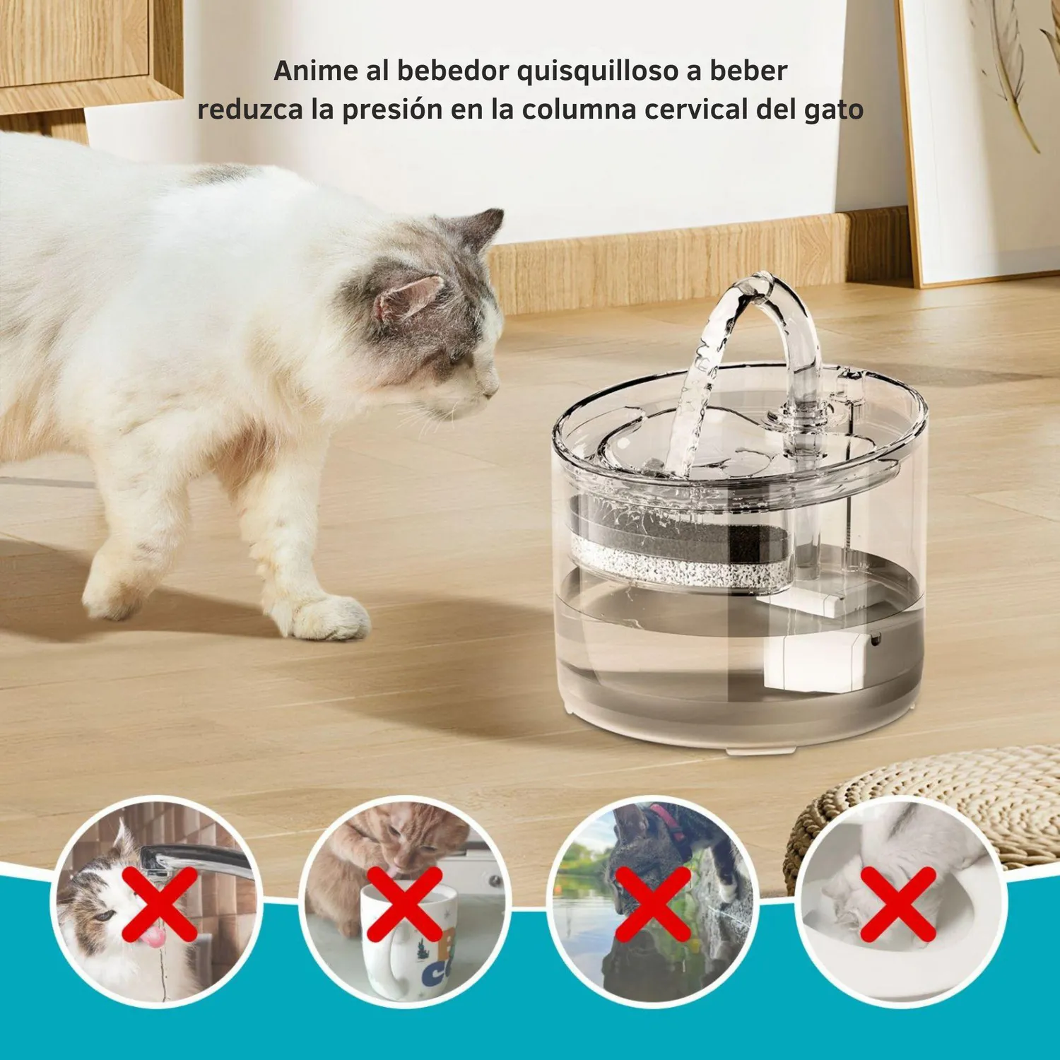Fuente Agua Para Mascotas Silencioso Automático Transparente 5