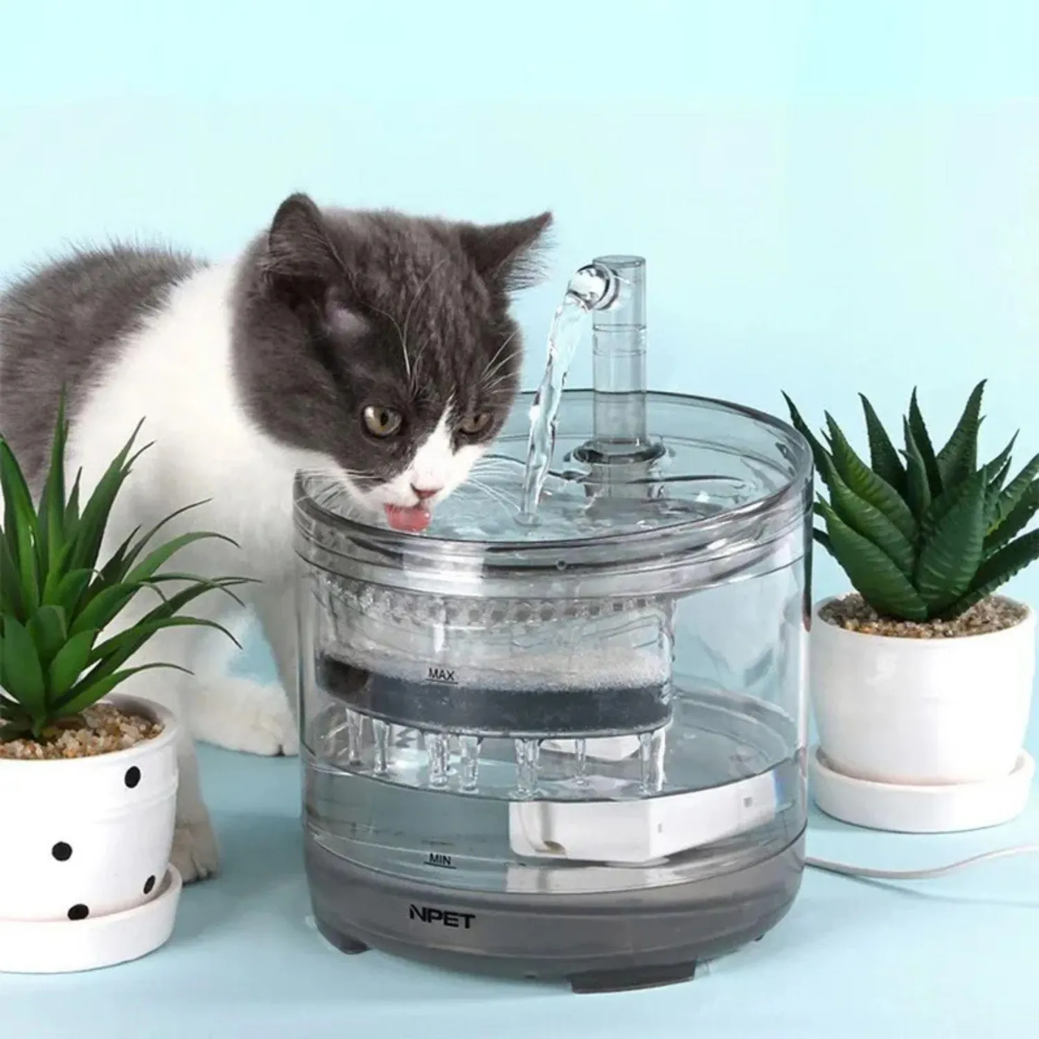 Fuente Agua Para Mascotas Silencioso Automático Transparente 7