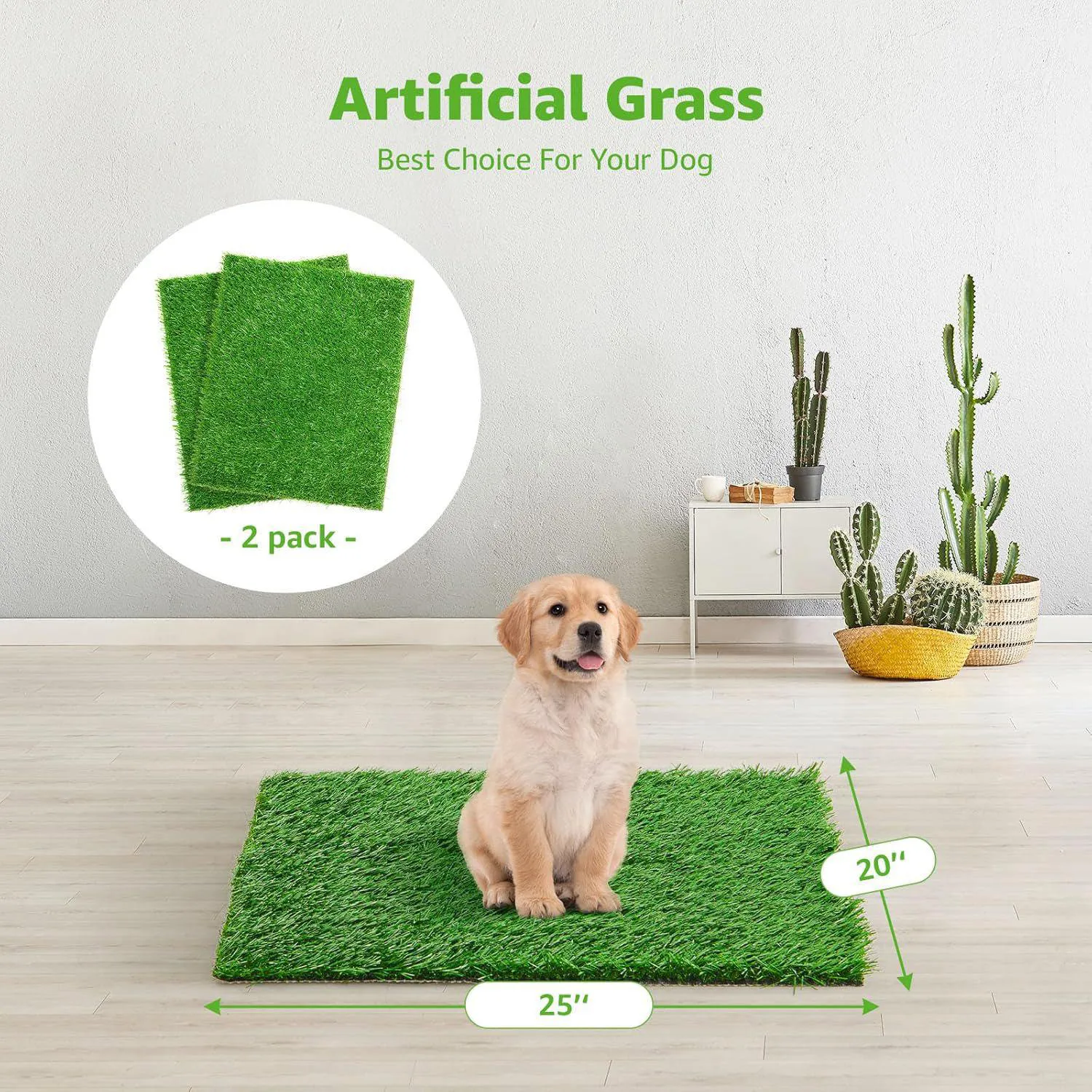 Alfombrilla De Césped Artificial Para Perros Con Drenaje Rápido Y Fácil Limpieza