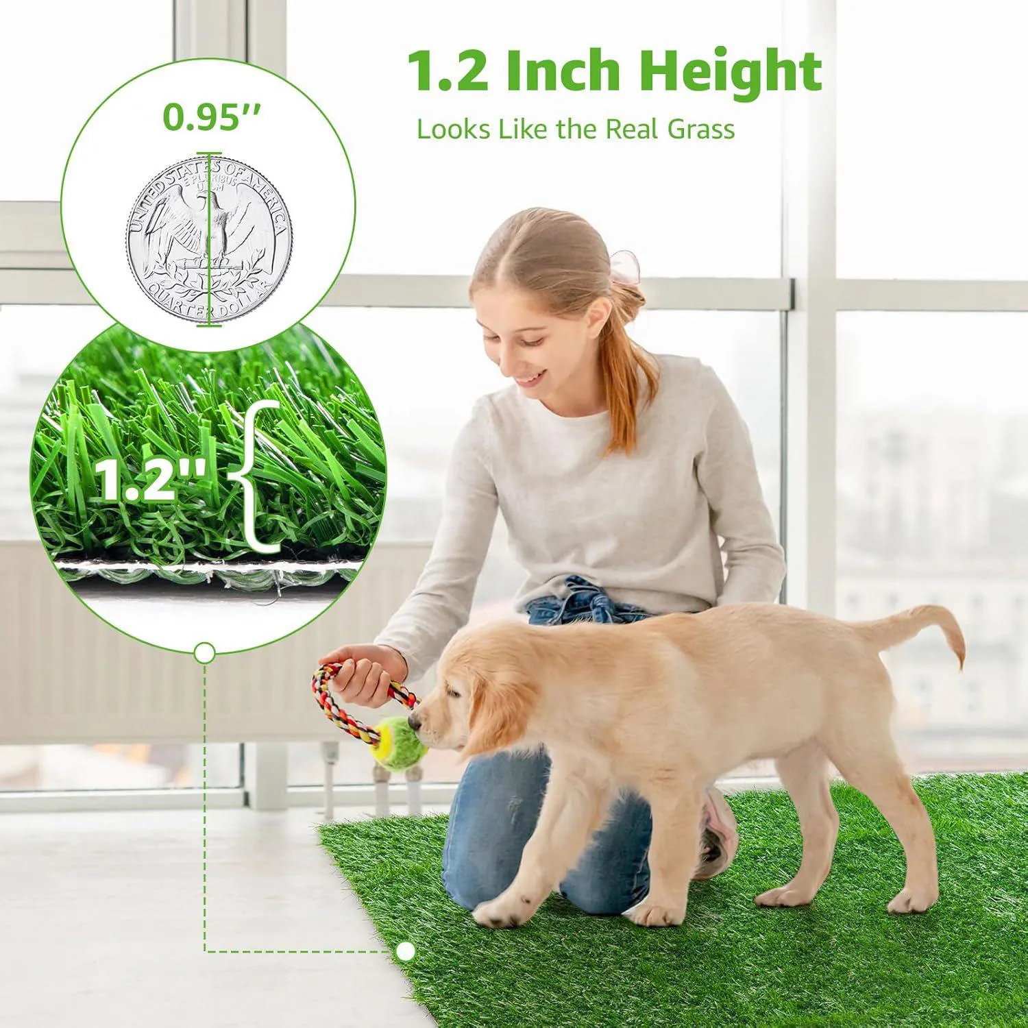 Alfombrilla De Césped Artificial Para Perros Con Drenaje Rápido Y Fácil Limpieza 5