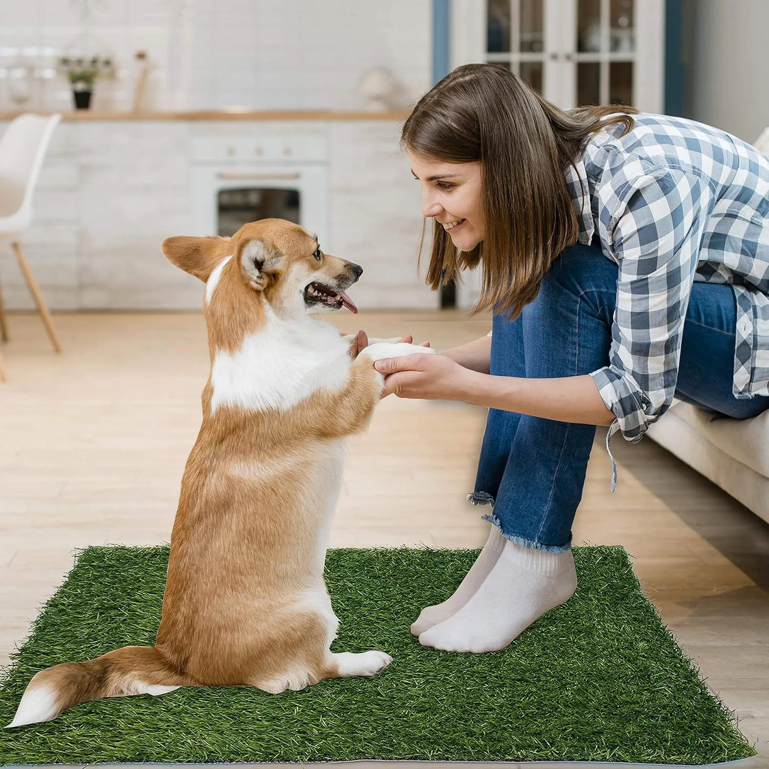 Alfombrilla De Césped Artificial Para Perros Con Drenaje Rápido Y Fácil Limpieza 8
