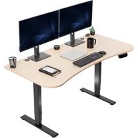 Escritorio Eléctrico Negro con Tablero Madera para Oficina Moderna