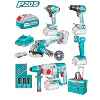 Taladro Percutor 1/2" 20V Impacto Rotomartillo Pulidora Lámpara 2 Baterías Cargador
