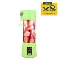 Mini Licuadora Personal para Bebidas y Batidos Color Verde Set X 8 Unidades