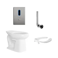 Combo Institucional Taza Adriática Plus Entrada Posterior Alongada a Piso con Fluxómetro CoronaSense y Asiento Forte Corona