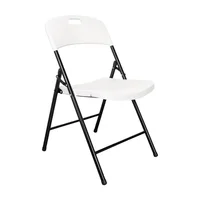 Silla Plegable Dako Blanco Espaldar Y Asiento En Material Plastico Y Patas Metálicas