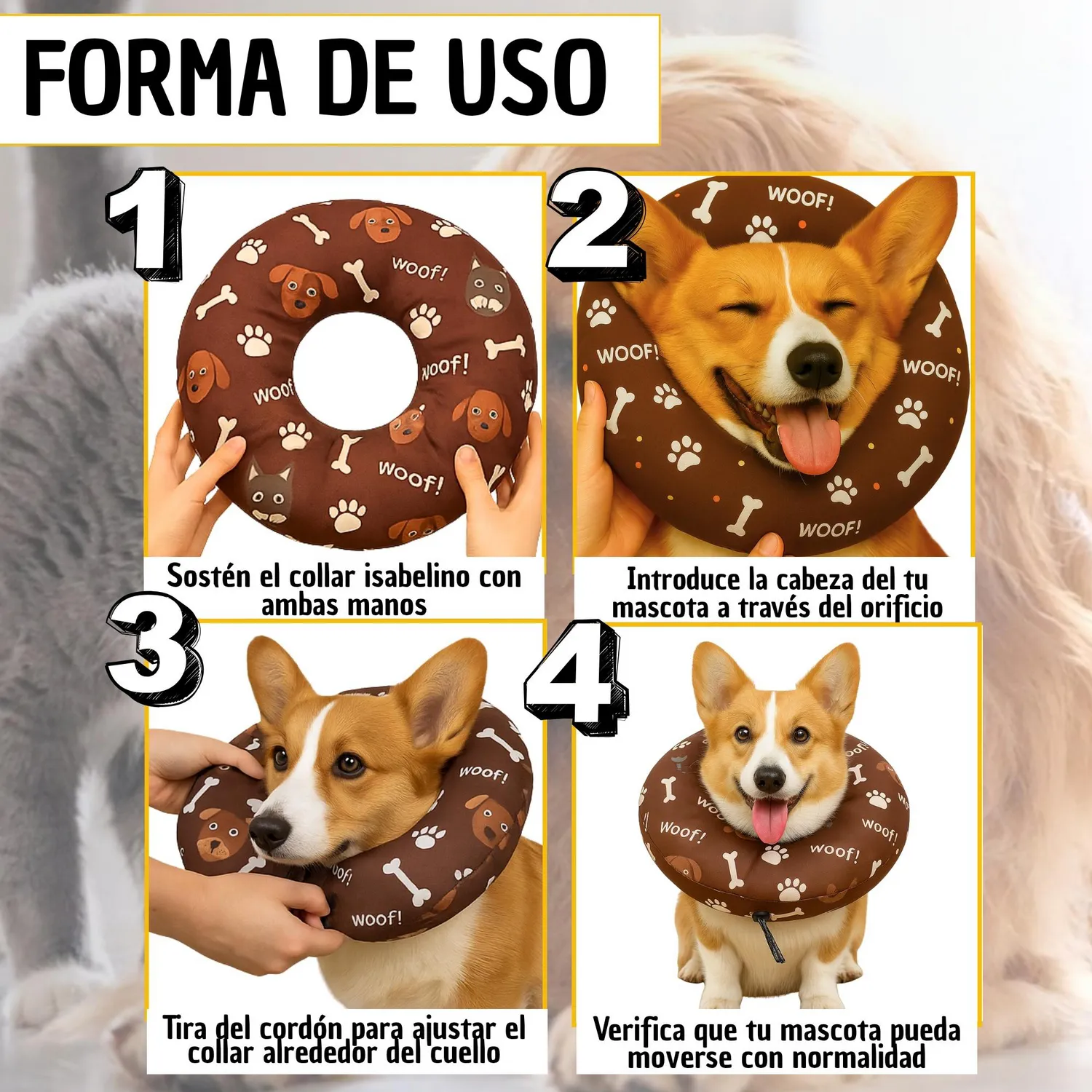 Collar Isabelino Acolchado Antifluido Ajustable Tonos Oscuros XL 8