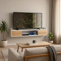 Repisa de TV Gabinete Versátil 152x40x25 cm Blanco/madera Natural