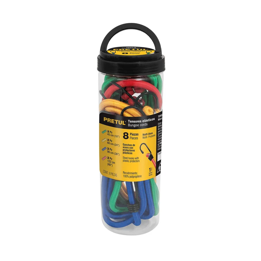 Juego 8 Tensores Elásticos Amarre 45-122cm Truper Moto Carro Pretul