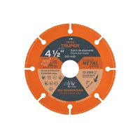 Disco Diamante Corte Metal 4.1/2'' 10x Truper Centro 7/8''