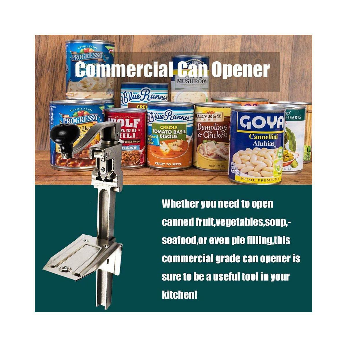  - Abrelatas Comercial Manual Resistente para Cocina Industrial