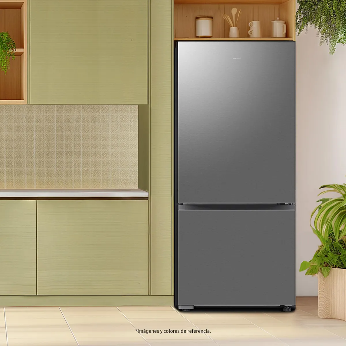 SAMSUNG - Nevera Samsung Congelador Inferior 427 Litros RB43DG6005S9CO Gris Con Inteligencia Artificial y Control por Wi-FI